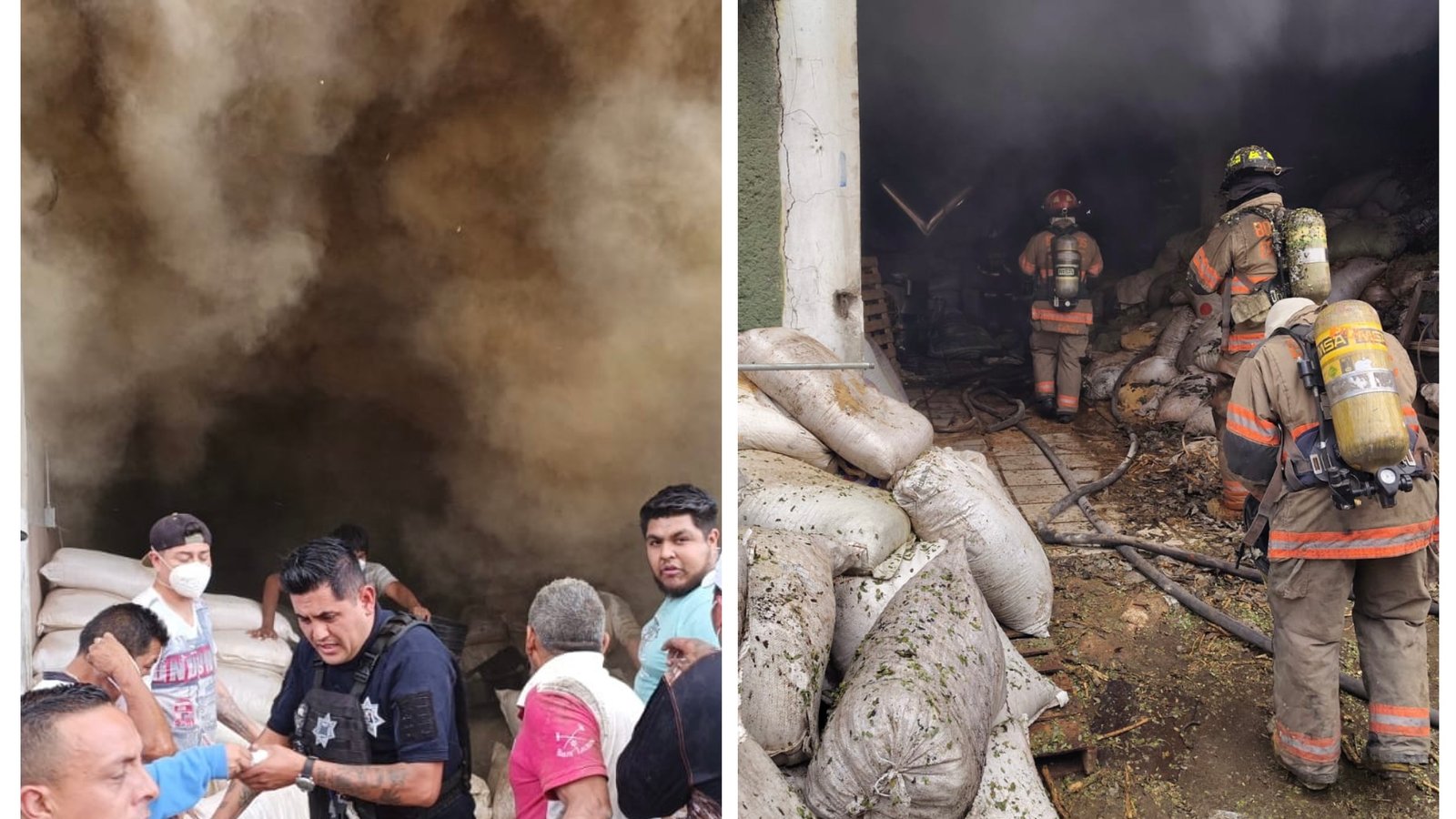 Bomberos de Ecatepec sofocan incendio en bodega de semillas