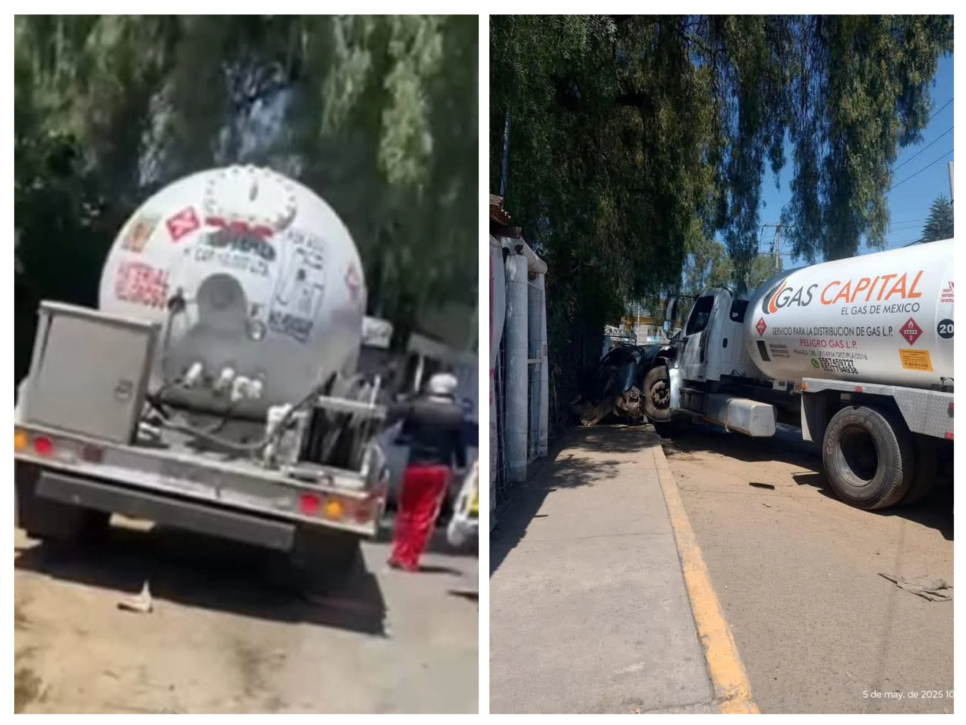 Pipa de gas sin frenos provoca accidente en Los Reyes La Paz